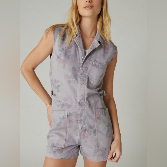 Lucky Brand Laura Ashley Printed Coverall Short Romper ✨ Size Small [runs big] - Picture 15 of 16